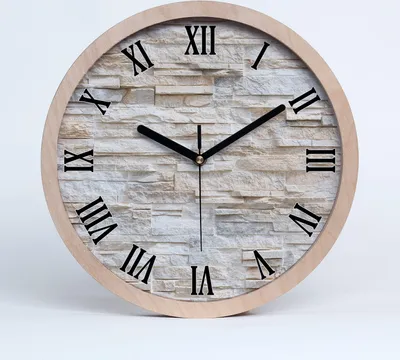 Produktbild von Holzuhr 30fi cm wanduhr - schwarze Spitzen - Ziegelwand