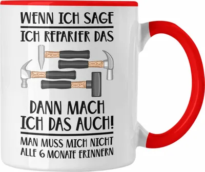 Produktbild von Trendation - Handwerker Tasse mit Spruch Geschenke für Handwerk Kaffeebecher KFZ Mechaniker Mechatroniker (Rot)
