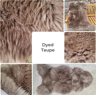 Produktbild von Natur Schaffell – Ungeschorenes Lammfell, 110-120cm x 60-70cm Taupe dyed