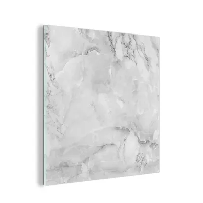 Obrázok produktu pre MuchoWow® Sklenené obrazy - Obrazy na stenu - Foto na skle Mramor - elegantný - textúra - biely 50x50cm Nástenná dekorácia zo skla - akrylový sklenený obraz -