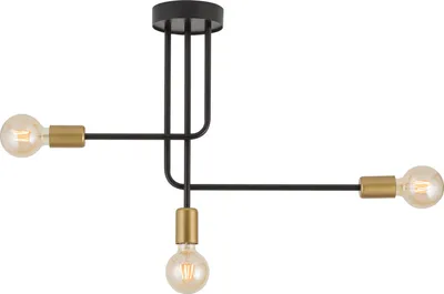 Immagine prodotto di Lampada a sospensione Gino nero-oro 3xE27x15W in metallo, dimensioni: 44x64x13 cm, IP20, Sigma Lighting