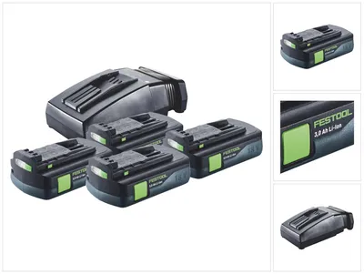 Produktbild von Festool Energie Set 4x BP 18 Li 3,0 C Akku 18 V 3,0 Ah / 3000 mAh Li-Ion ( 4x 577658 ) + TCL 6 Ladegerät ( 201135 )