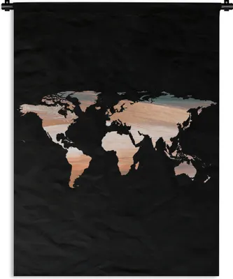 Produktbild von MuchoWow® Wandteppich Wandbehang Weltkarte - Farben - Schwarz 120x160 cm Tapisserie Dekoration Wandtuch - Wohnzimmer - Moderne