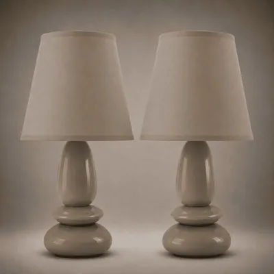 Produktbild von Tischlampe 2er Set Nachttischlampe Tischleuchte Lampe Leuchte Keramiklampe Beige