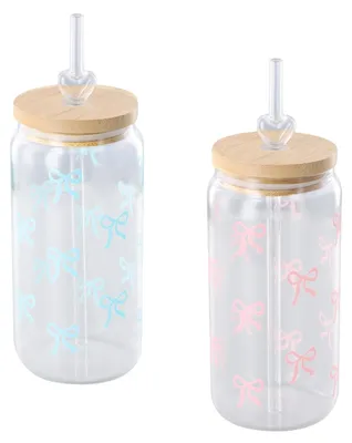 2er-Set Bierdosen-Gläser 16 oz mit Deckel & Strohhalm