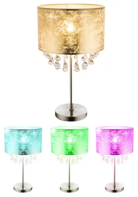 Produktbild von RGB LED Kristalllampe, Blattgold, Nickel matt, 1x E27