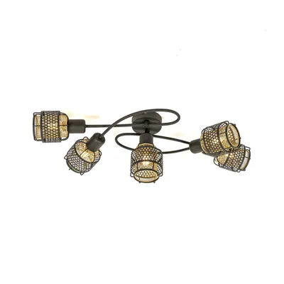 Produktbild von Lindby Eudoria Deckenlampe 5-flammig schwarz/gold