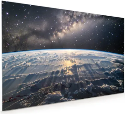 Produktbild von Küchenrückwand Spritzschutz Glas mit Motiv Weltall Sonnenaufgang 40 x 40 cm