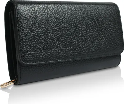 Produktbild von Glamexx24 echt Leder Geldbörse schick Damenportemonnaie Designer Vintage Brieftasche Geldbeutel Portemonnaie  Italy-Farbe: 2.008.4 Schwarz