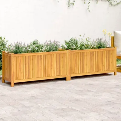 Produktbild von Eleganten-Stil Pflanzkübel mit Einlage 199x38,5x50 cm Massivholz Akazie - Beete Hommie8672598 1parcel