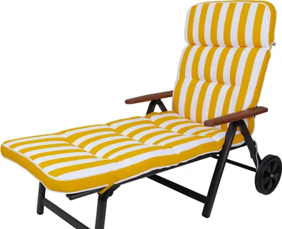 Produktbild von Auflage Rollliege Alicante 2153 gelb-weiß Blockstreifen 200x60x9 cm KETTtex Stegkissen