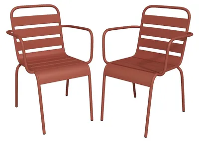 Produktbild von Gartensessel stapelbar 2er-Set - Metall - Terracotta - MIRMANDE von MYLIA