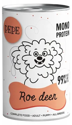 Zdjęcie produktu dla Karma morka dla psa Paka Zwierzaka Pepe Roe Deer 99% sarna 400g