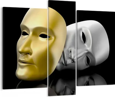 Produktbild von Bild auf Leinwand - Leinwandbild - Maske Theater Bühne Schauspieler - 95x80cm - Wand Bild - Wanddeko - Leinwanddruck - Bilder - Kunstdruck - Wanddekoration - Leinwand bilder - Wandkunst - CB95x80-2432