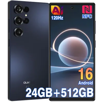 Image de Telephone OUKITEL C66 Android 16 Smartphone 6,73" HD+120Hz, 24 Go + 512 Go, 64MP 5000mAh, NFC - GPS - Face ID - Empreinte Digitale - Noir