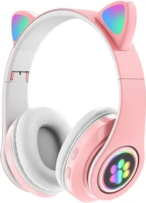 Image de Casque Bluetooth pour enfants avec oreilles de chat et lumière LED - Sans fil et filaire, réglable et pliable
