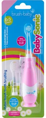 Obrázok produktu pre Brush-Baby BabySonic, Detské, Sonická zubná kefka, Denná starostlivosť, 15000 pohybov za minútu, Ružová, Biela, 4 x 30 sec
