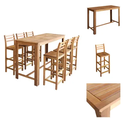 Immagine prodotto di vidaXL Set di tavolo e sedie da bar 7 pezzi in legno massiccio di acacia - Set da pranzo