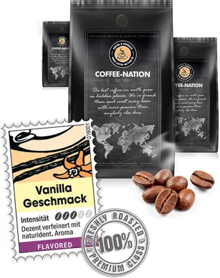 Produktbild von Kaffee VANILLA aromatisiert von Coffee-Nation, 500g Bohnen