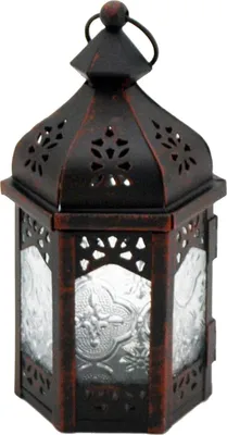 Image de Rebecca Mobili Lanterne en métal noir et blanc et verre, 17x9 8 cm