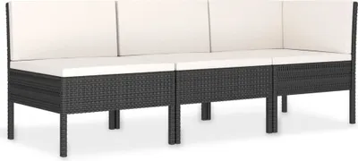 Immagine prodotto di vidaXL Set 3 pezzi da giardino con cuscini in polirattan nero