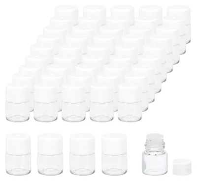 Glasflaschen 1 ml, 50 Stück, mit Öffnungsreduzierer, Weiß