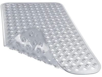 Image de Tapis de bain antidérapant avec ventouses, dimensions 69,8 x 39,4 cm, couleur gris/transparent