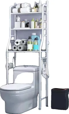 Immagine prodotto di Scaffale sopra il WC, design a 3 ripiani, soluzione salvaspazio, bianco