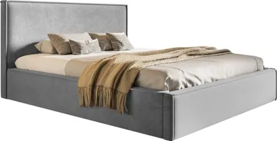 Produktbild von Doppelbett mit Bettkasten 160x200 Kyoto - Lattenrost, Kopfteil, Samtstoff, Hellgrau