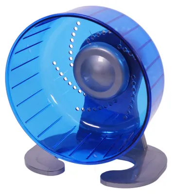 Imagen del producto de Rueda de ejercicio para hámster de madera de rosa, con soporte, color azul