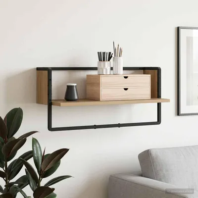 Obrázek produktu pro Maison Exclusive – Nástěnná police, masivní dub, rozměry 65 x 25 x 30 cm, kov, dřevotříska