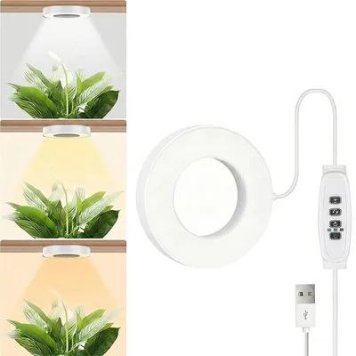 Produktbild von LED Pflanzenlampe Vollspektrum 3 Lichtmodi Dimmbar Pflanzenlicht Zimmerpflanzen Wachstumslampe mit Timer, 1 Ring
