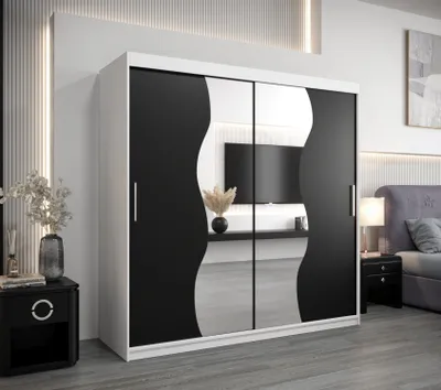 Produktbild von Kleiderschrank ROZALIE – Breite 200 cm, weiß / schwarz