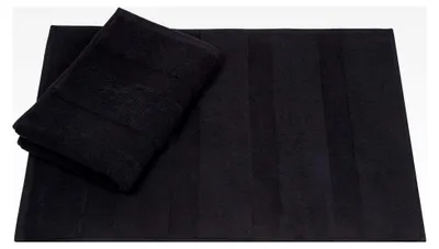 Produktbild von 2er Set Badvorleger Badematte Badteppich Duschvorleger Frottee 50 x 70 cm 100% Baumwolle 680 g/m² schwarz