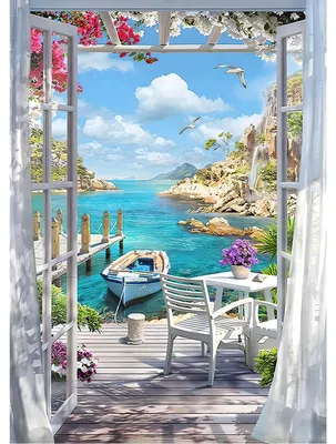 Produktbild von 5D Diamond Painting Set - Meerblick Motiv - DIY Strass-Bild für Wanddekoration - 30x40 cm