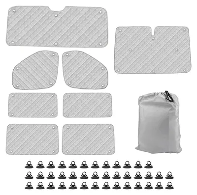 Productafbeelding van Cabine-isolatiemat, 8-delig, voor Ford Transit Custom 2012-2025 (korte wielbasis), met UV- en waterbescherming, zonwering, privacy en temperatuurregeling