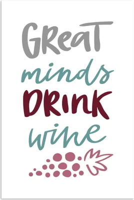Produktbild von MuchoWow® Poster Weinzitat "Große Geister trinken Wein" mit Trauben 20x30 cm - Papierdruck