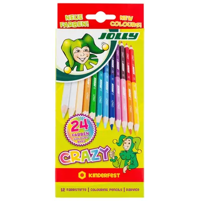Produktbild von Jolly Buntstifte Superstick Crazy - 12 doppelseitige Buntstifte, 24 verschiedene Farben -  3000-0503