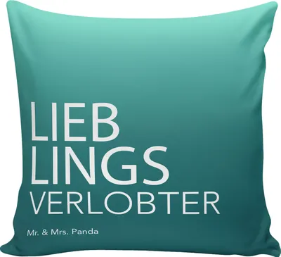 Produktbild von Mr. & Mrs. Panda Sofakissen Verlobter - Aquarellblau - Geschenk, 40x40, Deko Kissen, Spruch, Verlobung, kuschelkissen, Polster, Verloben, für couch, Geschenkidee, Mann