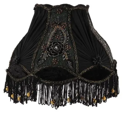 Obrázok produktu pre Baroková kolekcia. Kvalitné tienidlo na lampu, 30 cm, vyrobené z látky. Rozmery: 20 x 30 x 30 cm. Čierna farba