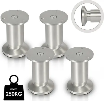 Zdjęcie produktu dla 4X nóżki do mebli podpórka pod kanapę regulowana nóżka do szafki nóżka do sofy nóżki do łóżka aluminiowe 60mm
