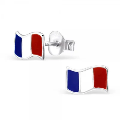 Produktbild von WM Ohrstecker: Flaggen Ohrringe Silber Fahne Fanartikel Schmuck Frankreich (France)