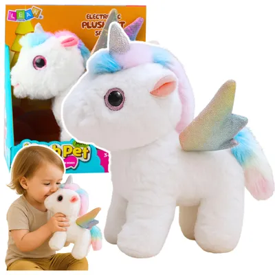Image de Peluche Licorne Interactive Mouvements Sons Blanche 21 Cm