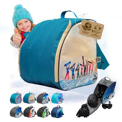 Produktbild von BAMBINIWELT Kinder Skischuhtasche Skistiefeltasche integrierte Standfläche Wasserablaufloch Helm Skibrille Handschuhe (Modell 7)