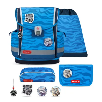 Produktbild von Belmil Classy Plus ergonomisches Schulranzen-Set 5-teilig "Animal Kingdom" mit Brustgurt, Magnetverschluss, Patch Set 3 Stück