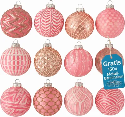 Produktbild von Weihnachtskugeln Pink 12er Set Glas Christbaumkugeln Christbaumschmuck Kugeln