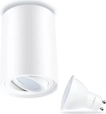 Produktbild von LUMILED Deckenleuchte Aufbauspot Aufbaustrahler Aufbauleuchte Aufputz Deckenlampe Spot schwenkbar rund weiß + LED GU10 6 W 230V Neutralweiß 4000K