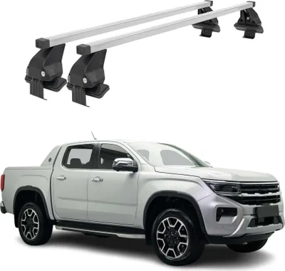 Imagen del producto de Soportes básicos para portaequipajes de techo Menabo, compatibles con VW Amarok mk2 (2022-2025), acero, color gris, 2 piezas, capacidad de 2 toneladas