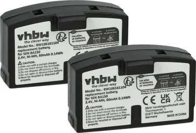 Produktbild von vhbw 2x Akku Ersatz für Sennheiser BA151, BA150, BA152 für Wireless Headset Kopfhörer (60 mAh, 2,4 V, NiMH)