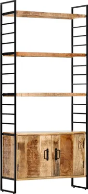 Produktbild von Bücherregal 4 Ebenen 80x30x180 cm Raues Mangoholz